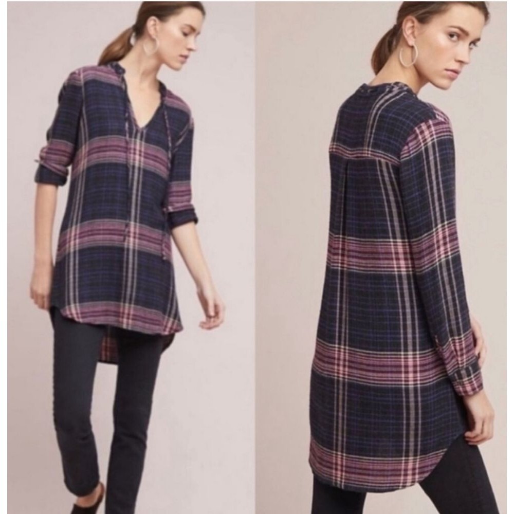 Anthropologie Cloth & Stone Versify Women's Plaid Tunic/Dress Size Medium